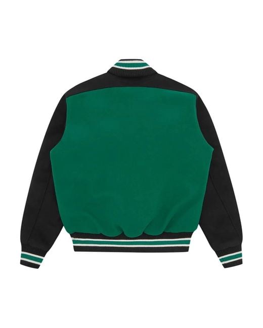 BBCICECREAM Green College Varsity Jacket for men