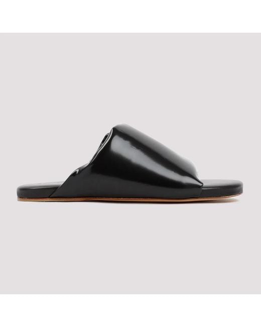 Bottega Veneta Black Nappa Leather Cushion Sandals Sheepskin