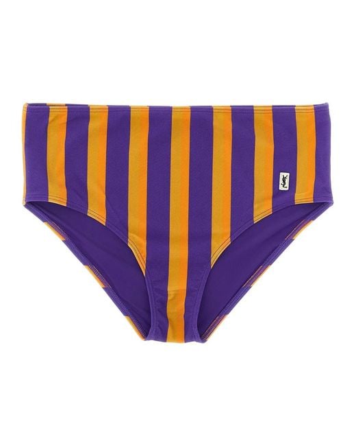 Saint Laurent Blue Striped Bikini Briefs