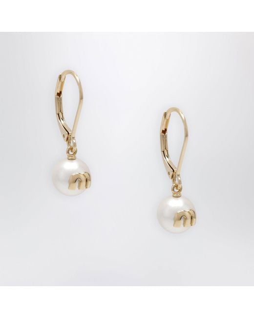 Miu Miu White Brass Drop Earrings