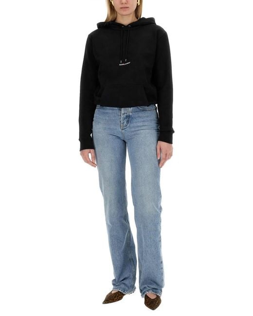 Saint Laurent Black Sweatshirt With Logo Print