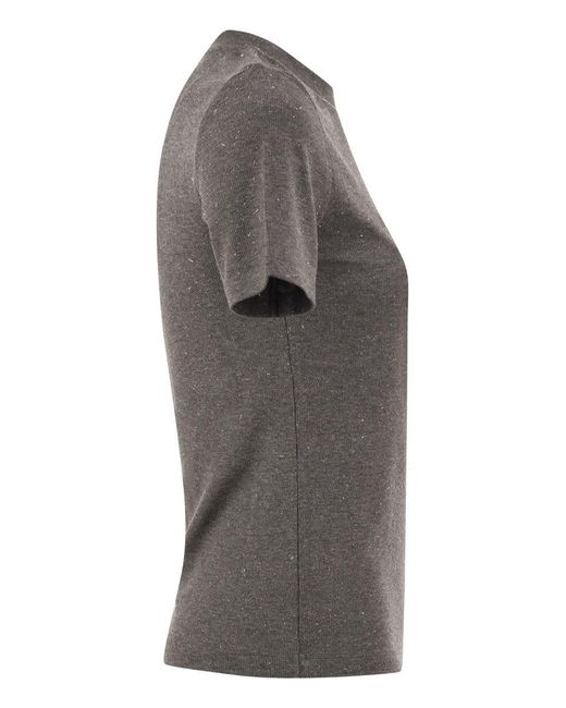 Peserico Gray Viscose Jersey T-Shirt With Lurex