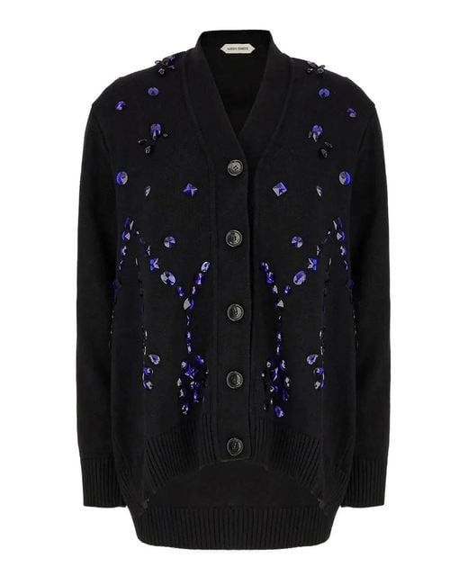 Alberta Ferretti Black Virgin Wool Silk Cashmere Cardigan