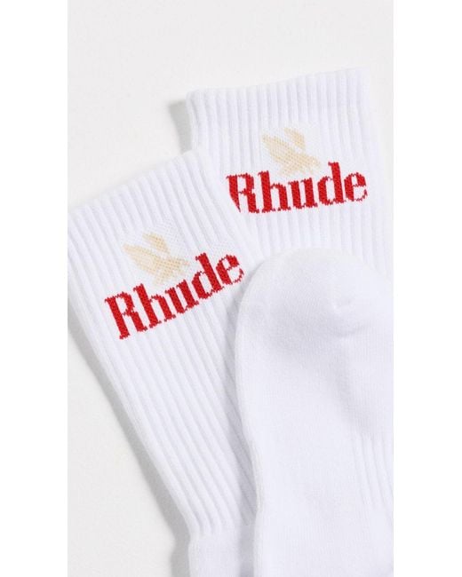 Rhude White Rossa Logo Sock for men