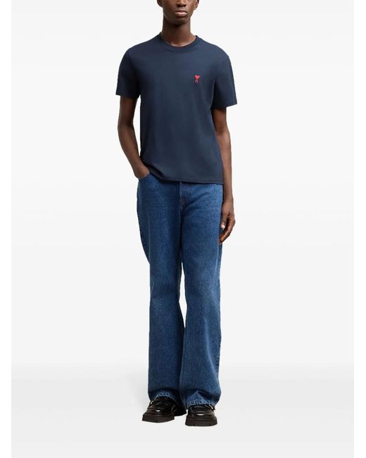 AMI Blue Ami De Coeur Cotton T-Shirt for men