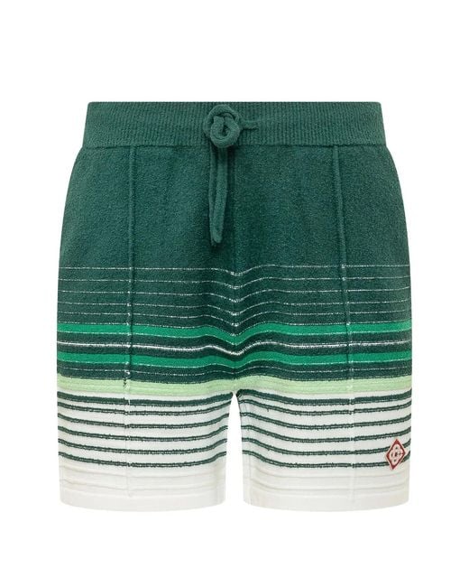 Casablanca Green Bouclé Striped Shorts for men