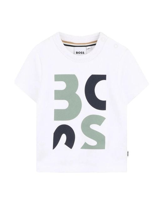 Boss White T-Shirt Con Stampa Logo