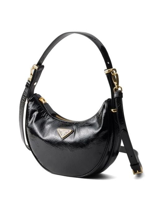 Prada Black Arqué Patent Leather Bag