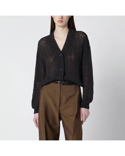 Roberto Collina Black Cotton-Blend Knit Cardigan