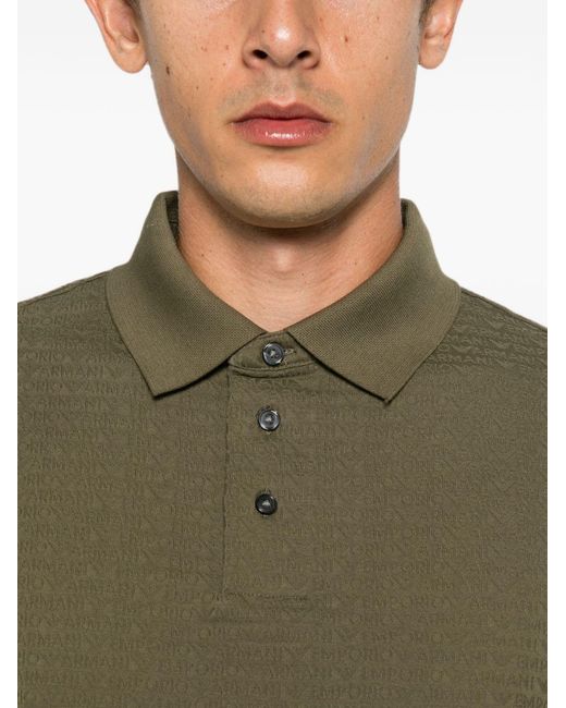 Emporio Armani Green Logo Cotton Polo Shirt for men