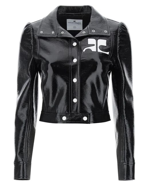 Courreges Black Courregès Reidition Vinyl Logo Appliqué Jacket