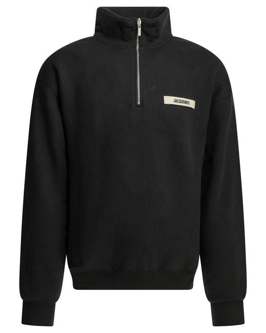 Jacquemus Black "Le Camionneur Gros Grain" Half Zip Sweatshirt for men