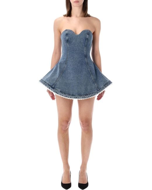 Magda Butrym Blue Denim Bustier Dress