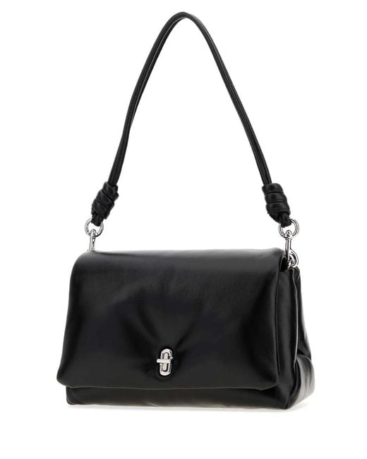 Marc Jacobs Black The Dual Puffy Leather Shoulder Handbag, 28 Cm