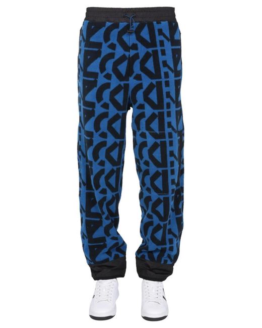 KENZO Blue Jogging Pants With Monogram Logo for men