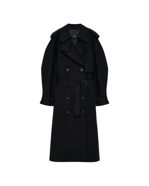 Anine Bing Black Cotton Maxi Trench Coat