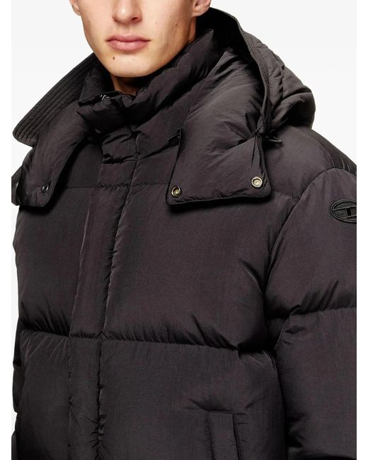 DIESEL Black Quilted Down Jacket for men