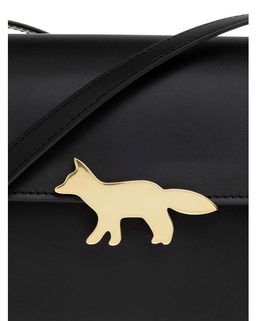 Maison Kitsuné Black Edie Leather Crossbody Bag