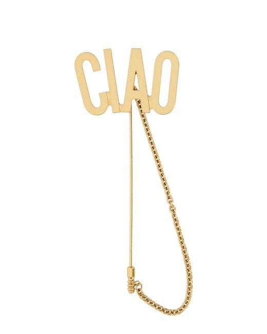 Moschino Metallic Tie Clip "Hello"