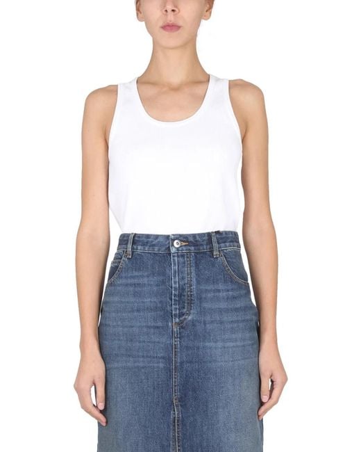 Bottega Veneta Blue Ribbed Dry Stretch Cotton Top