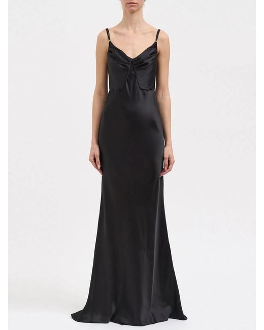 Elisabetta Franchi Black Carpet Satin Dress