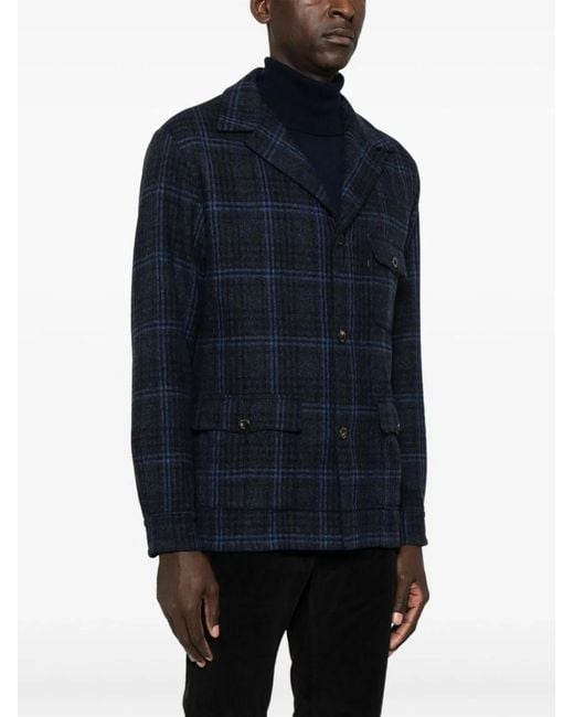 Finamore 1925 Blue Wool Single-Breasted Jacket for men