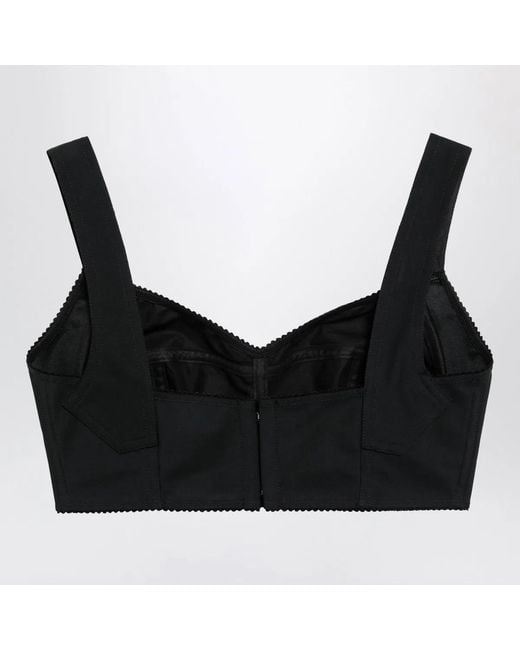 Dolce & Gabbana Black Dolce&Gabbana Satin Corset-Style Crop Bustier