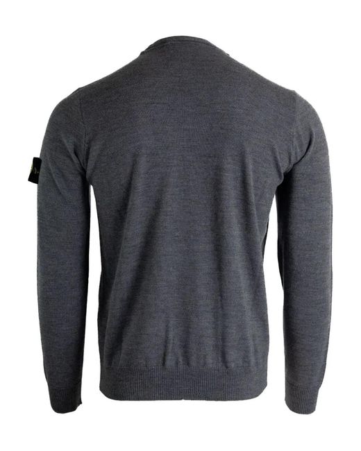 Stone Island Blue 5100071 Crew-Neck Sweater With Logo Patch for men
