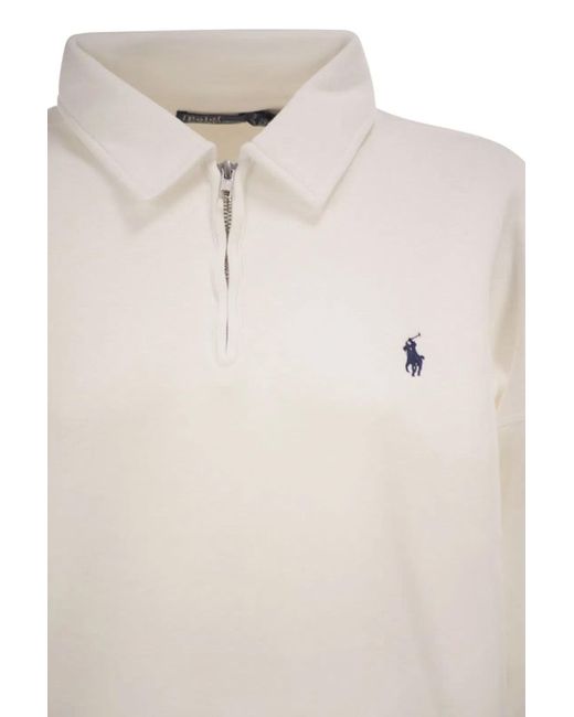 Polo Ralph Lauren White Half-Zip Collared Sweatshirt