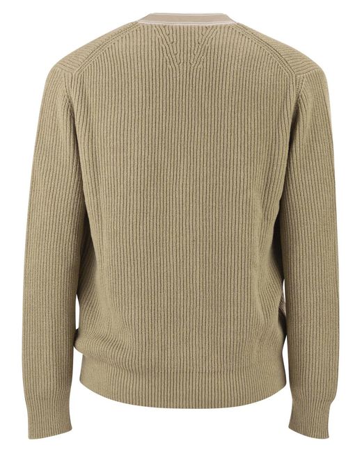 Boss Natural Ribbed Cotton Cardigan With Contrast Buttons for men