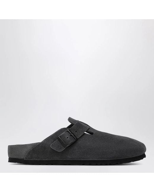 Birkenstock Black Boston Suede Clogs for men