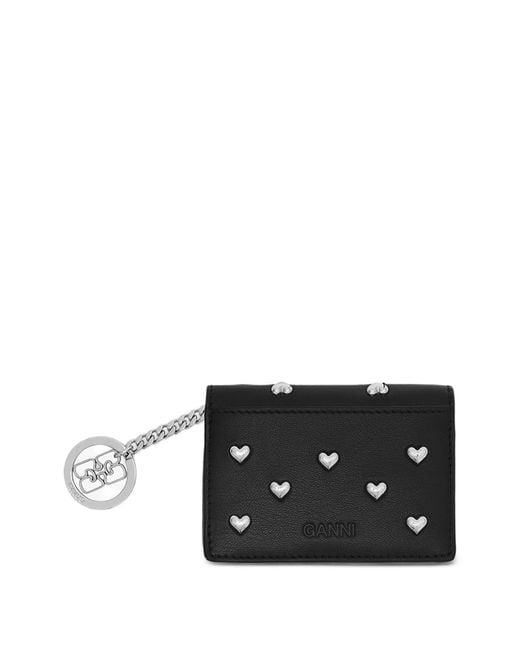 Ganni Black Leather Polyurethane Polyester Card Holder