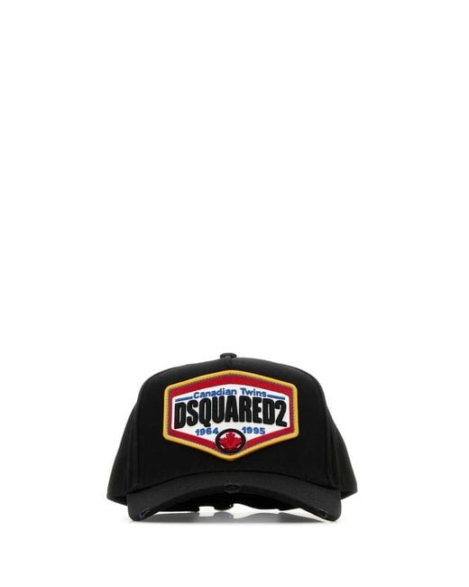 DSquared² Black 2 Logo Baseball for men