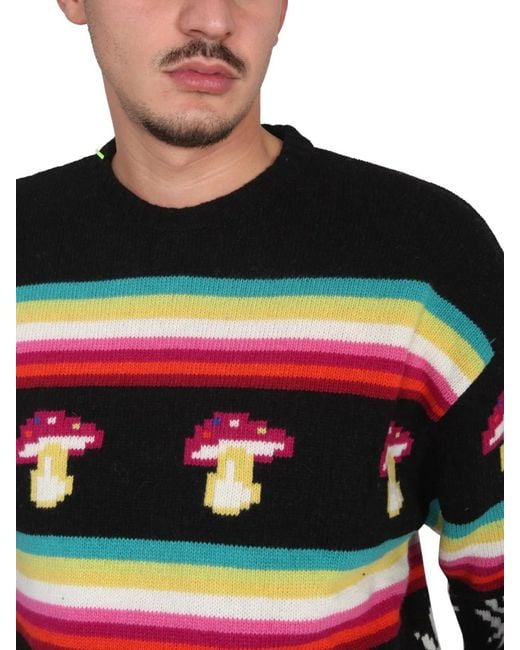 MSGM Red Wool Crew Neck Sweater for men