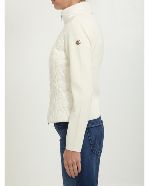 Moncler White Quilted High-Collar Zip Jacket
