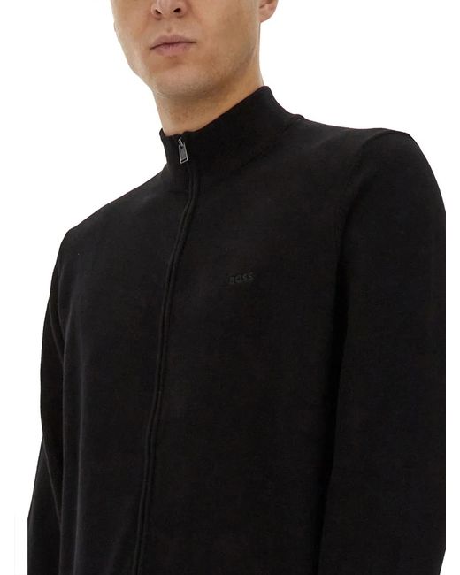Boss Black Shirt With Zip for men