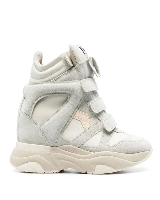 Isabel Marant White Balskee High-Top Wedge Sneakers