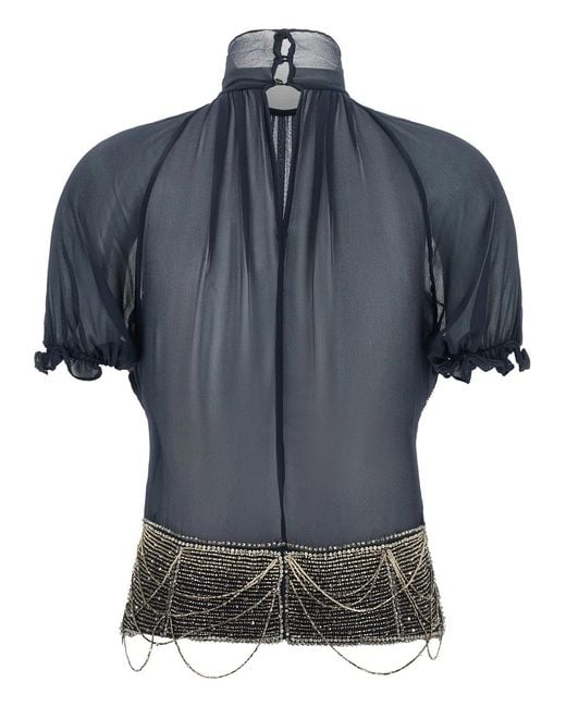 The Attico Blue Jewel Embroidery Top