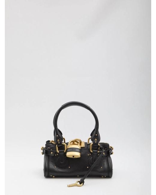 Chloé Black Stud-Embellished Padlock Shoulder Bag