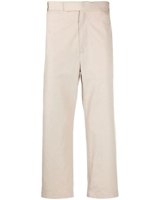 Thom Browne Natural Tailored Cropped Straight Trousers for men
