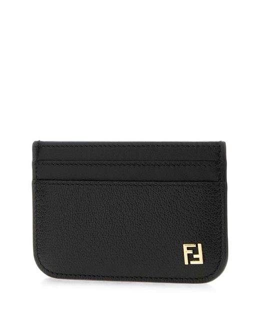 Fendi Black Leather Ff Card Holder