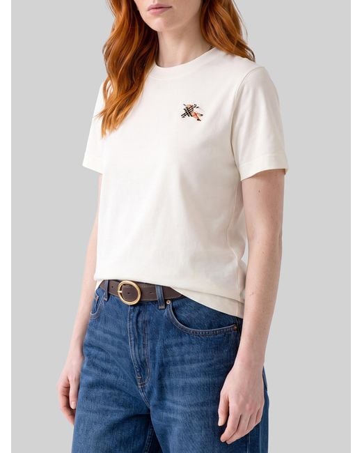 Burberry White Knight Check Cotton T-Shirt