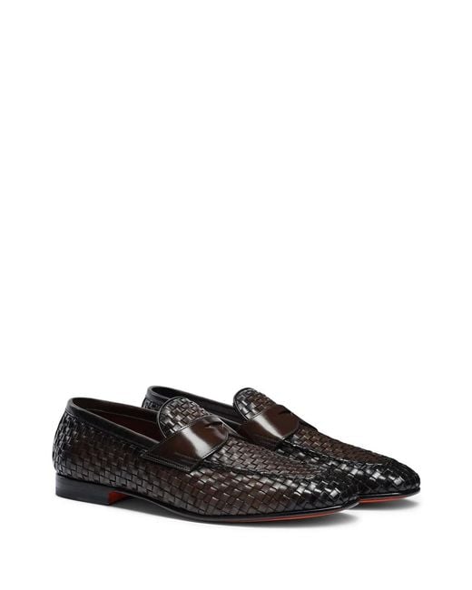 Santoni White Dark Moccasin for men