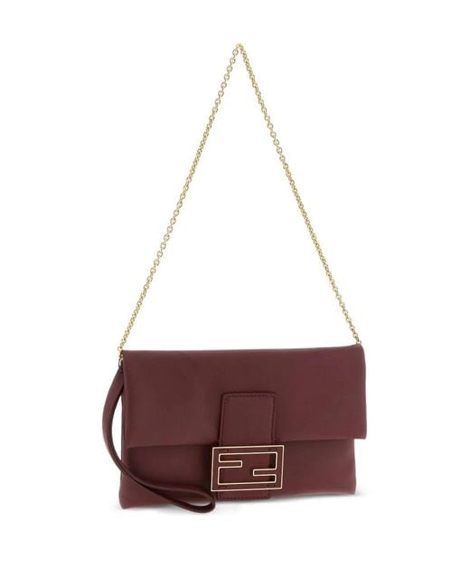 Fendi Purple Mamma Baguette Leather Pouch