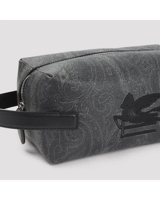 Etro Black Leather Pouch Arnica for men