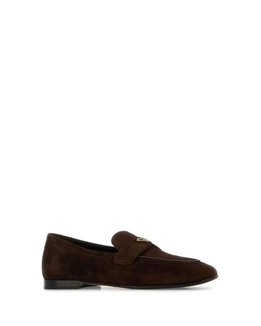 Prada Black Dark Suede Loafers