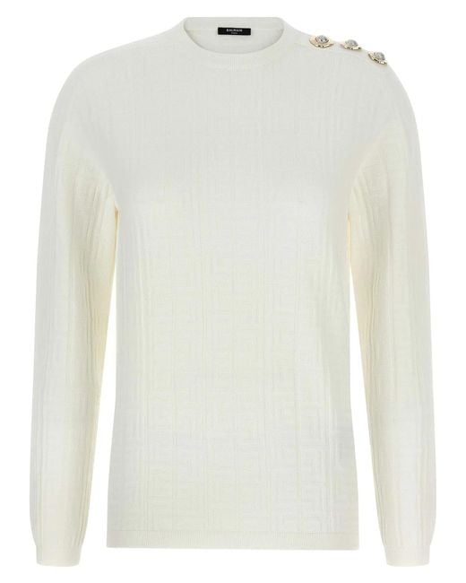 Balmain White Maxi Shoulder Top