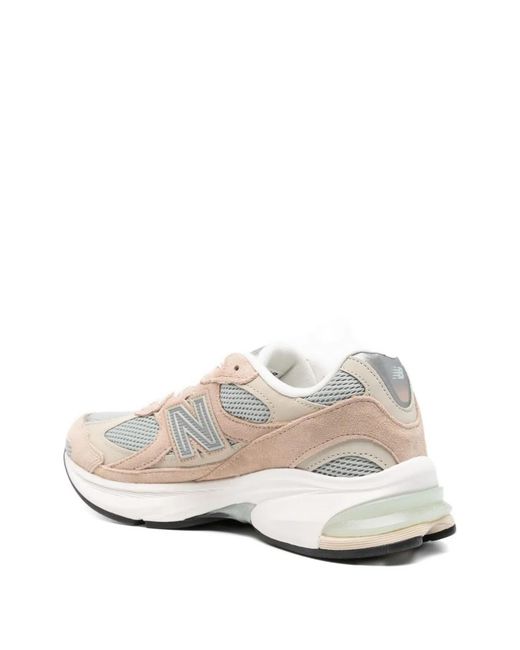 New Balance White Leather Synthetic Mesh Sneakers