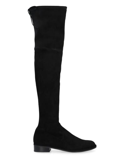 Stuart Weitzman Black Lowland Stretch Suede Over The Knee Boots