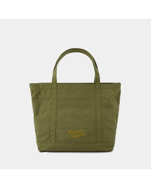 Maison Kitsuné Green Maison Kitsuné Fox Head Large Shopper Bag